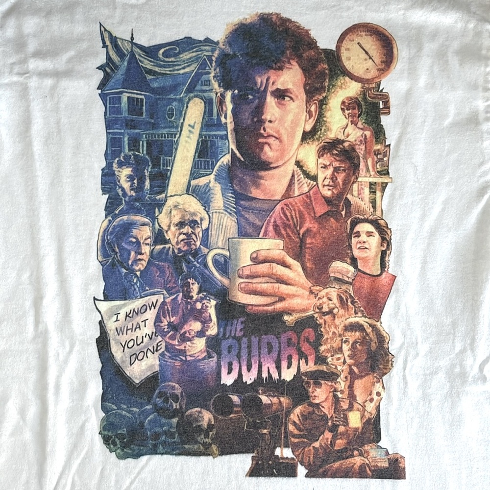 The burbs move. Small unisex T-shirt.
